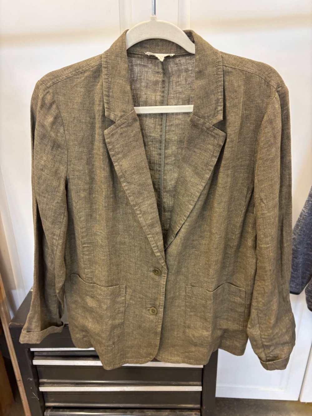 Eileen Fisher Relaxed Taupe Linen-Blend Blazer